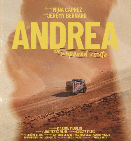 L'affiche de film "Andrea" un van dans le désert